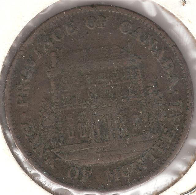 1844 Bank of Monteal Half Penny Reverse